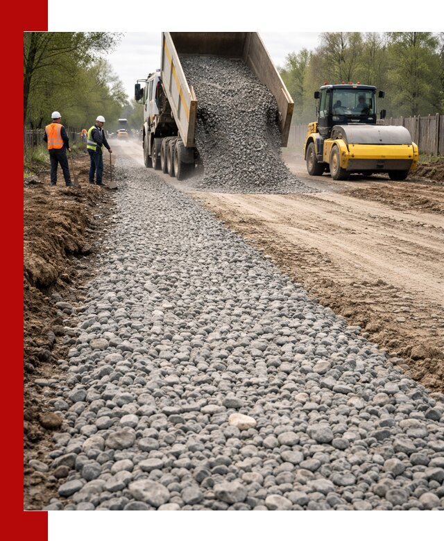Доставка щебня для отсыпки дорог в Сосновом Бору высокого качества
