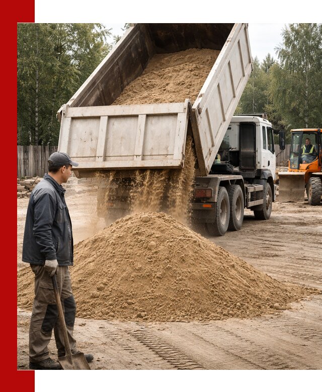 Доставка и продажа песка с разгрузкой в Сосновом Бору