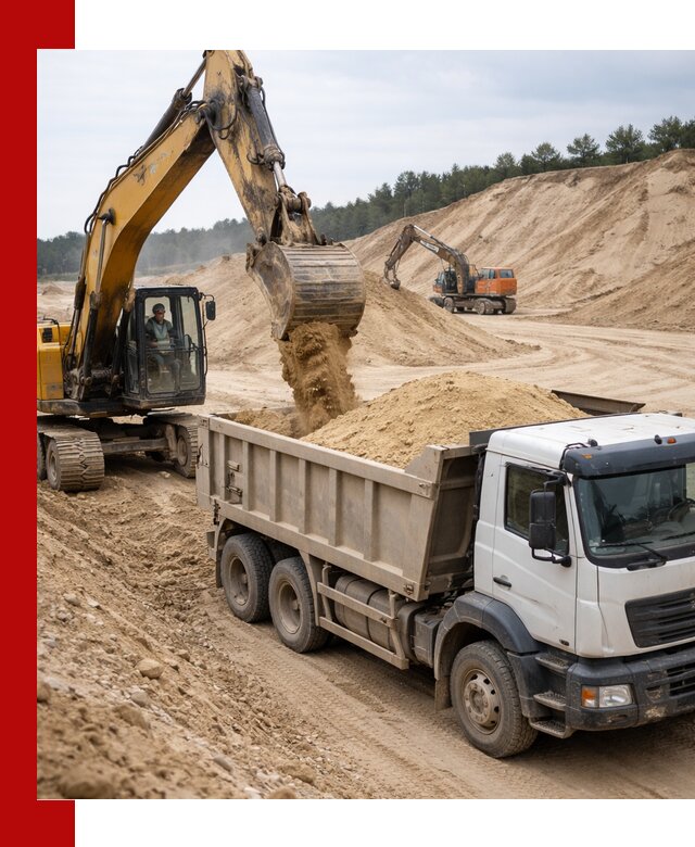 Доставка карьерного песка с самосвалами и разгрузкой в Сосновом Бору