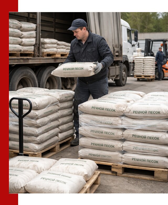 Речной песок в мешках с доставкой в Сосновом Бору