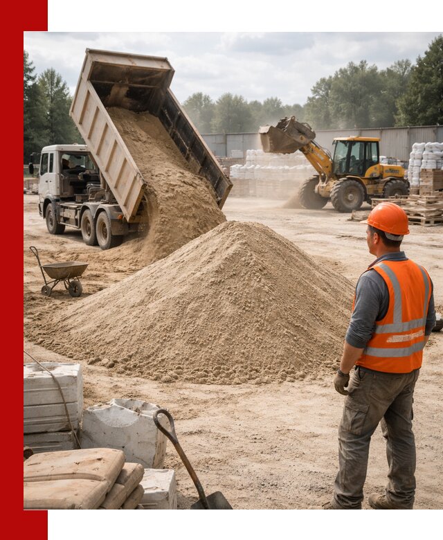 Доставка строительного песка с самосвалом в Сосновом Бору