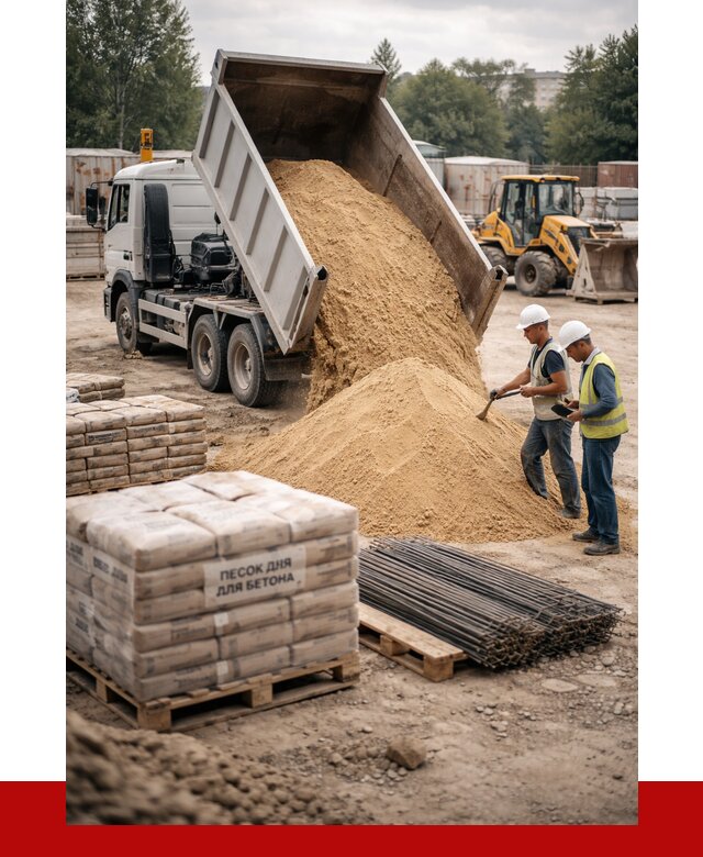 Песок для бетона в Сосновом Бору от 2540 р. с доставкой, ПРОНЕРУДСнб
