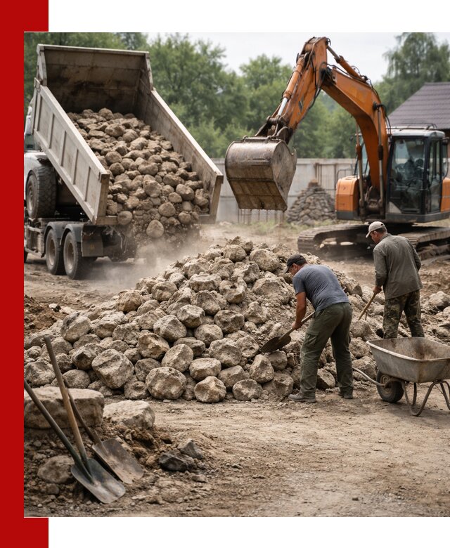 Доставка и разгрузка бутового камня в Сосновом Бору