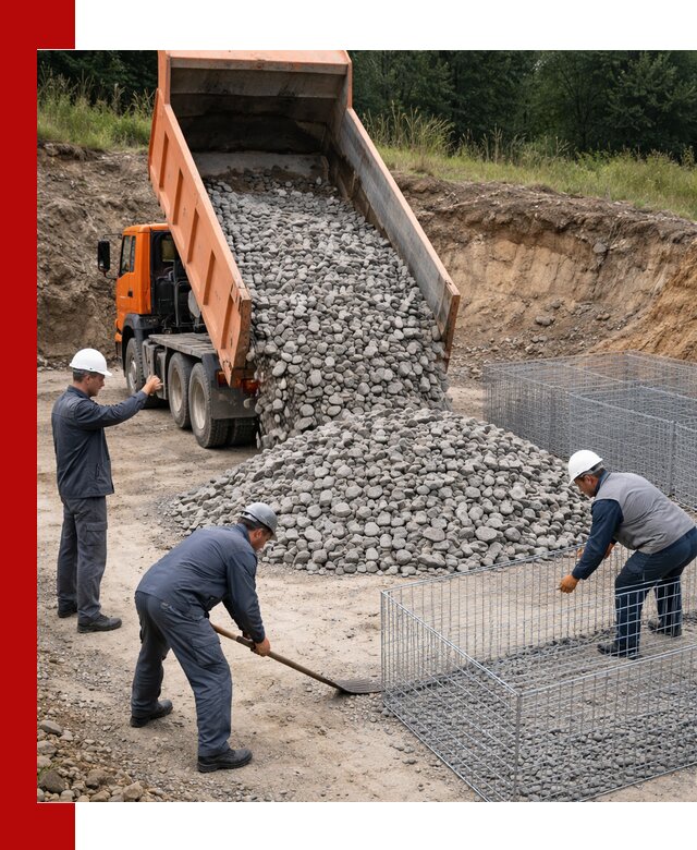 Камень для габионов с доставкой в Сосновом Бору быстро и надёжно