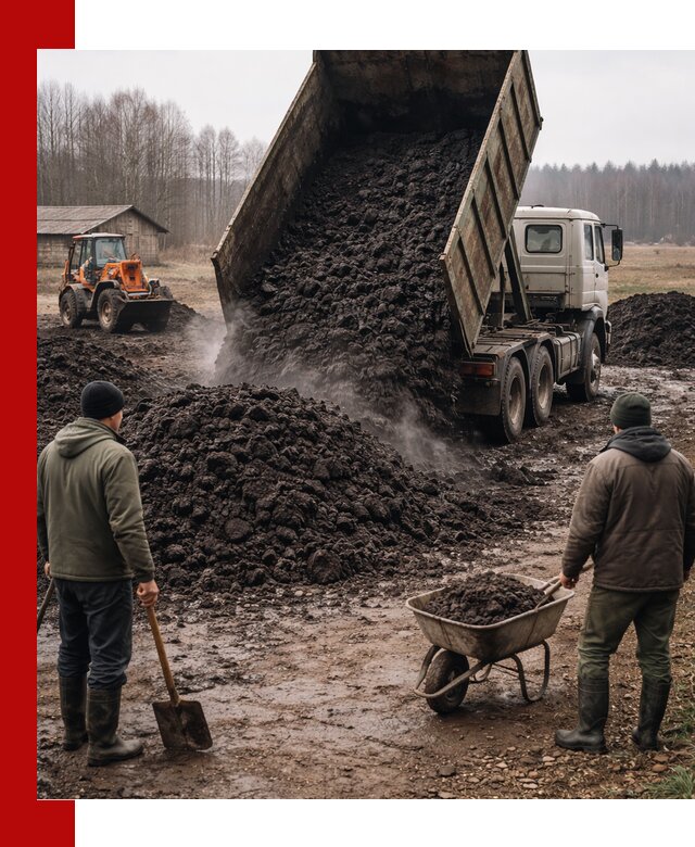 Доставка низинного торфа с разгрузкой и доставкой в Сосновом Боре