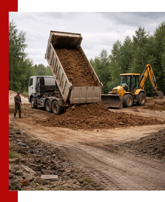Доставка суглинка самосвалами в Сосновом Бору подсыпка и планировка