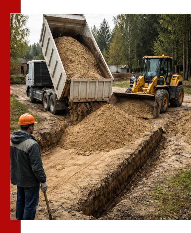 Доставка песчаного грунта в Сосновом Бору для строительных работ