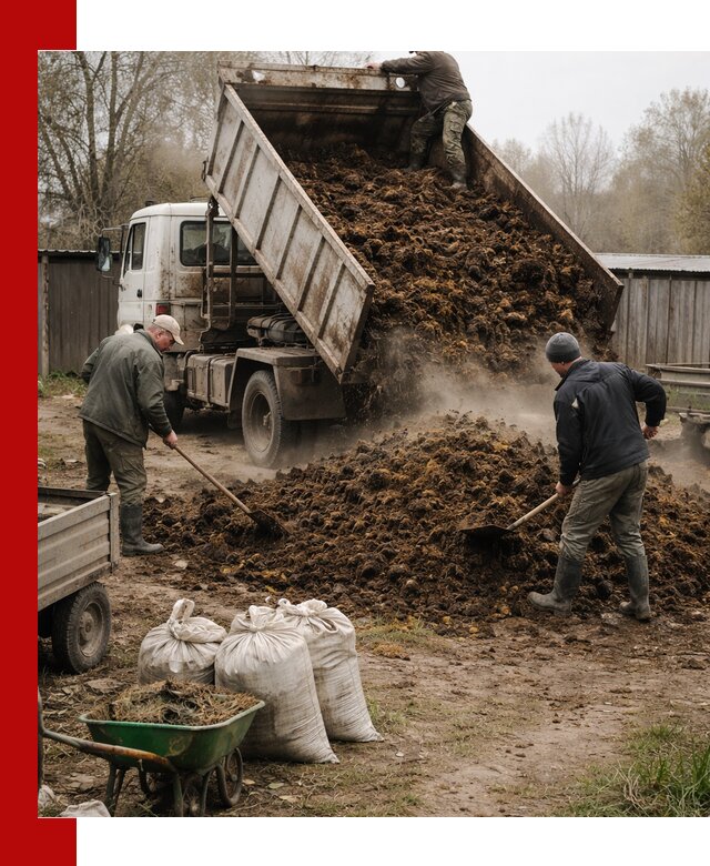Доставка коровьего навоза самосвалом в Сосновом Бору