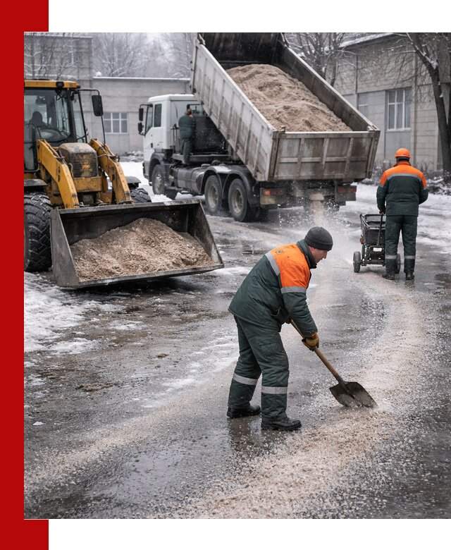 Реагент против гололеда с доставкой и нанесением в Сосновом Бору