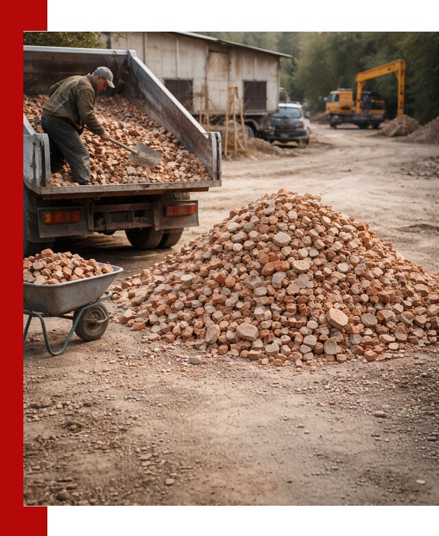 Доставка и подушка из боя кирпича с разгрузкой в Сосновом Бору