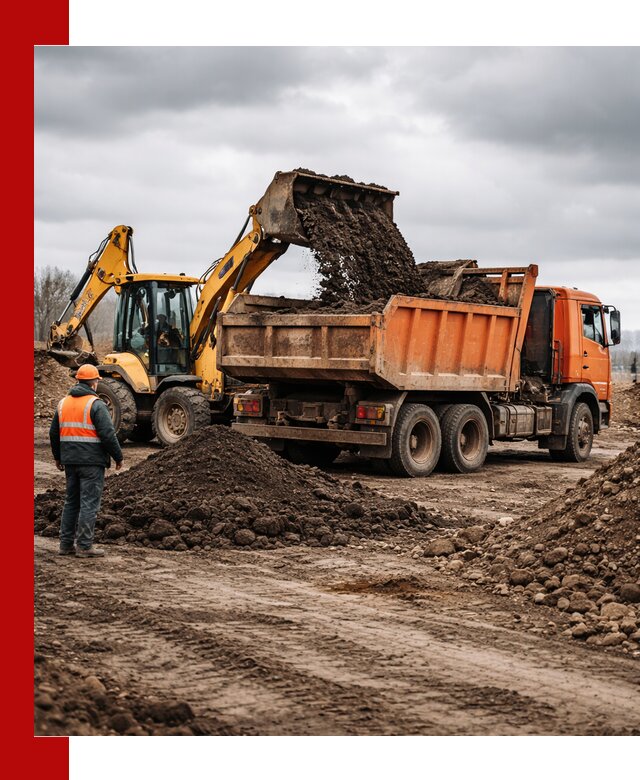 Вывоз грунта и строительного мусора в Сосновом Бору грузовыми самосвалами
